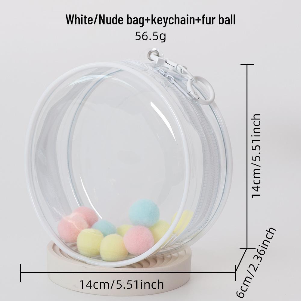 10cm Cotton Doll Ita Bag - PVC Transparent Round Carrier for 14cm Dolls