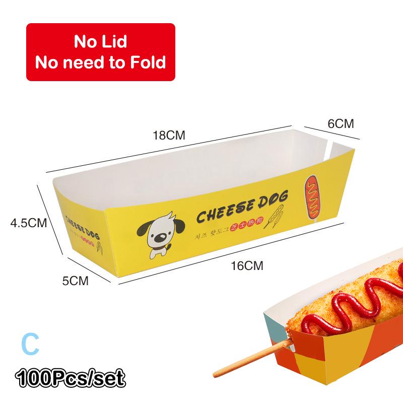 100 sztuk Pudełko do pakowania hot-dogów bez składania Papierowe Jednorazowe Naczynia Imprezowe Taca do serwowania jedzenia Dla Firm Cateringowych Pudełka Cateringowe