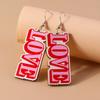 1 Pair Women Color Contrast Love Letter Print Earrings Pink Series Hook Earrings Romantic Valentine Day Drop Earrings
