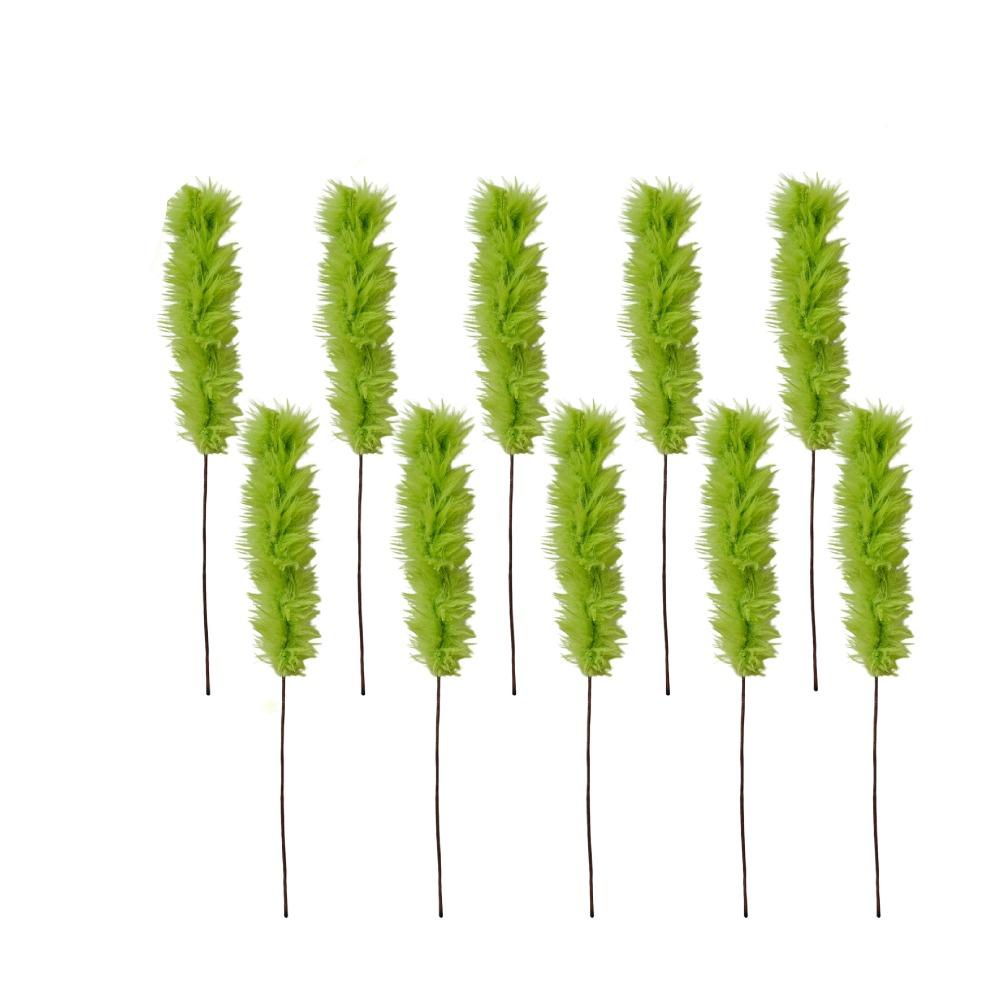 10pcs Artificial Fluffy Green Curling Rod Decoration Simulation Green Plants  Home Indoor Outside