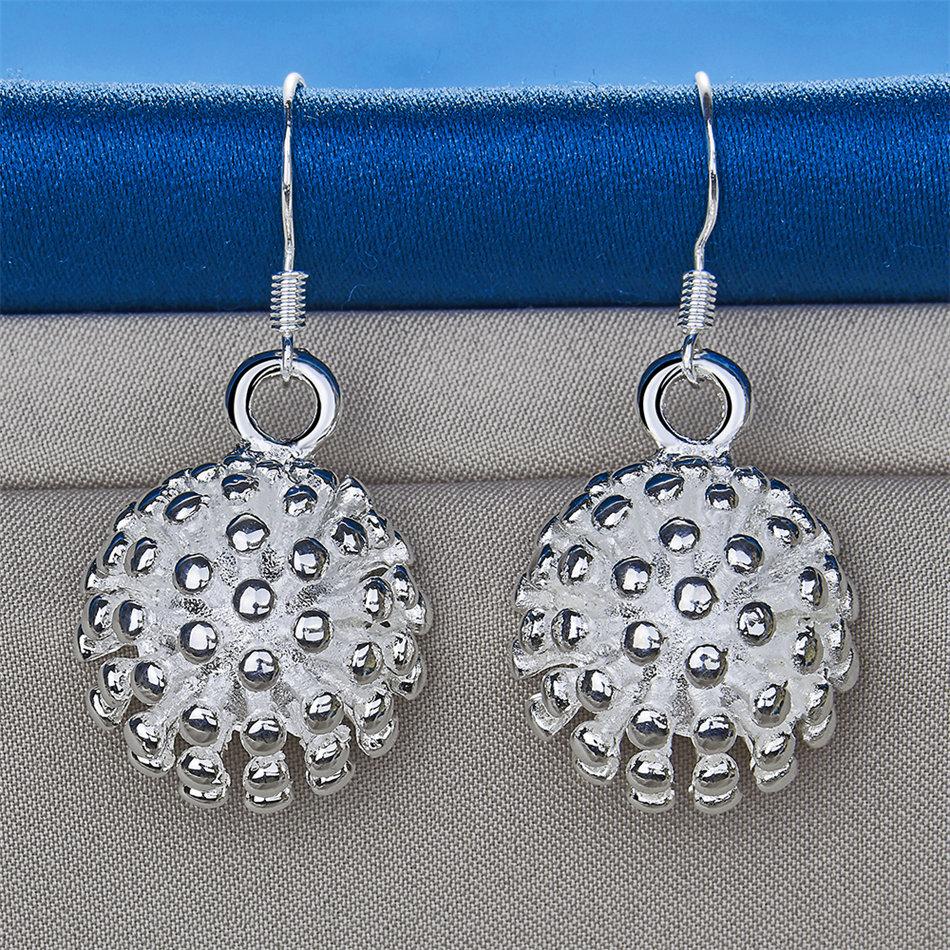 Charm 925 Sterling Silver Exquisite Sea Urchin Earrings for Women Fashion Wedding Party Jewelry Accessories