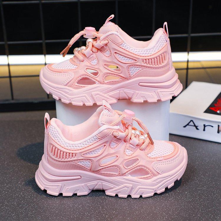 

Детская спортивная обувь 2025 весна и лето новая обувь для пап для девочек дышащая сетка повседневная универсальная кроссовки для бега для мальчиков 37 розовый