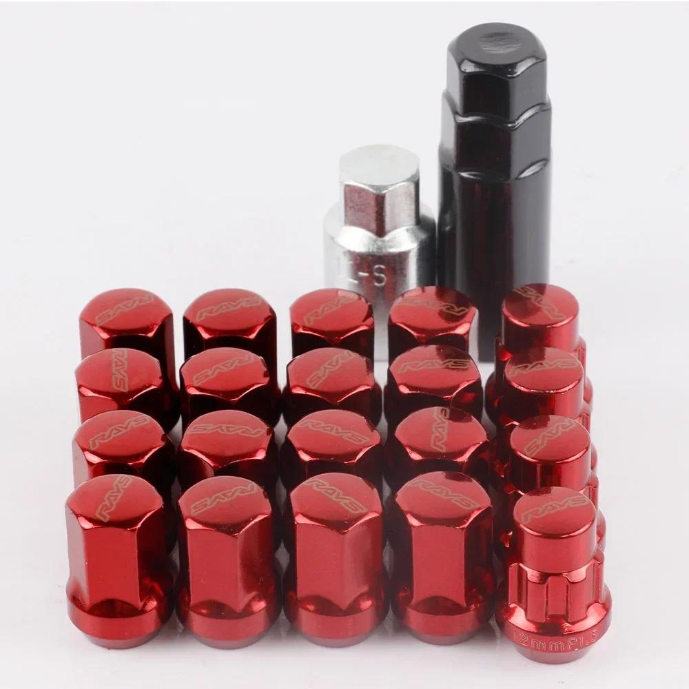 RAYS 17HEX Anti-Theft Security Steel Car Wheel Rims Lock Lug Nuts Closed End Nut 20pcs/set