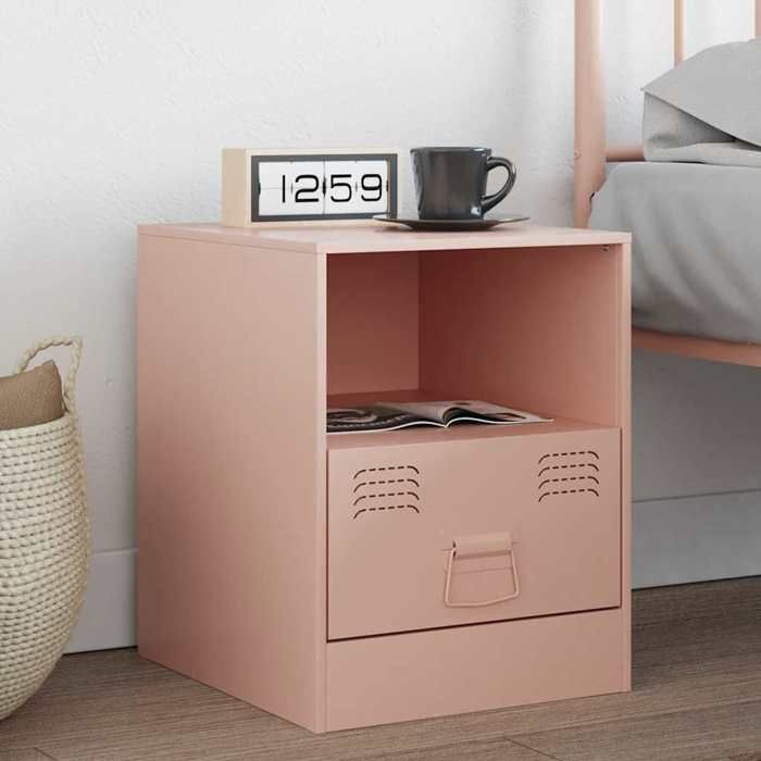 Maison Exclusive - Table de chevet rose 34,5x39x44 cm acier