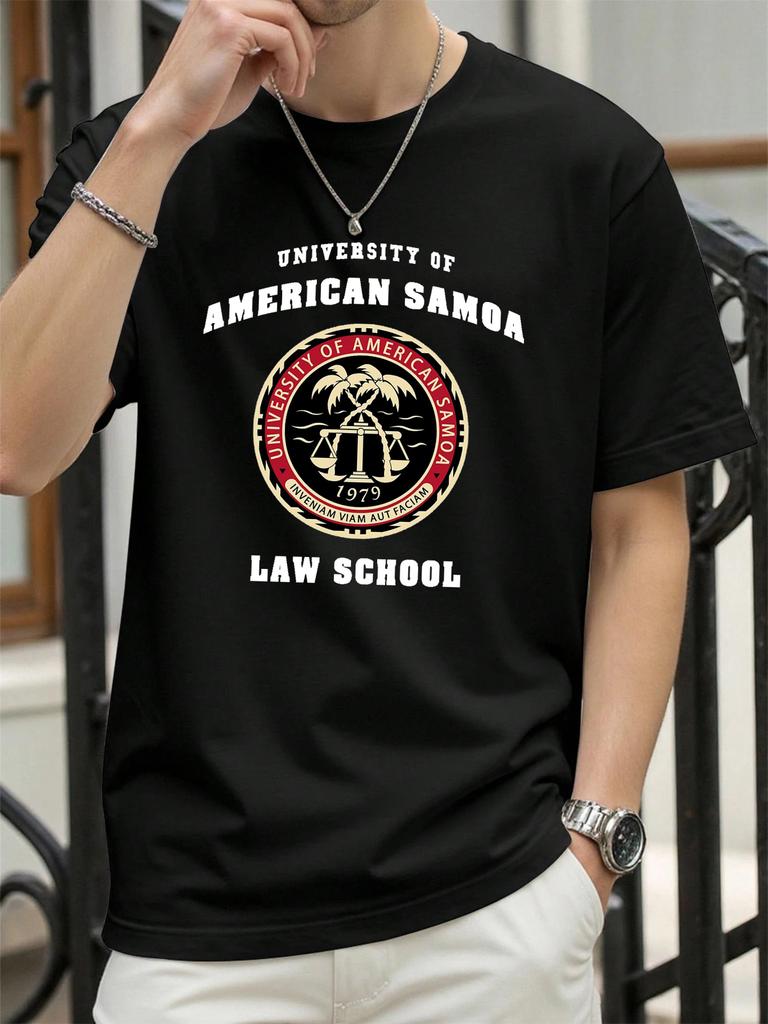American Samoa Law School Print Men T Shirts AllMatch Cotton TShirt Casual Crewneck Loose Streetwear Man Summer Basics Top