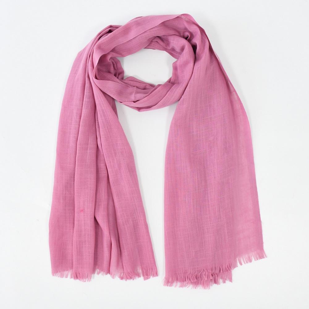 

Mary New Pure Color Slub Cotton Short Board Scarf Модна універсальна бавовна та льон М’яка та тонка шаль рожевий