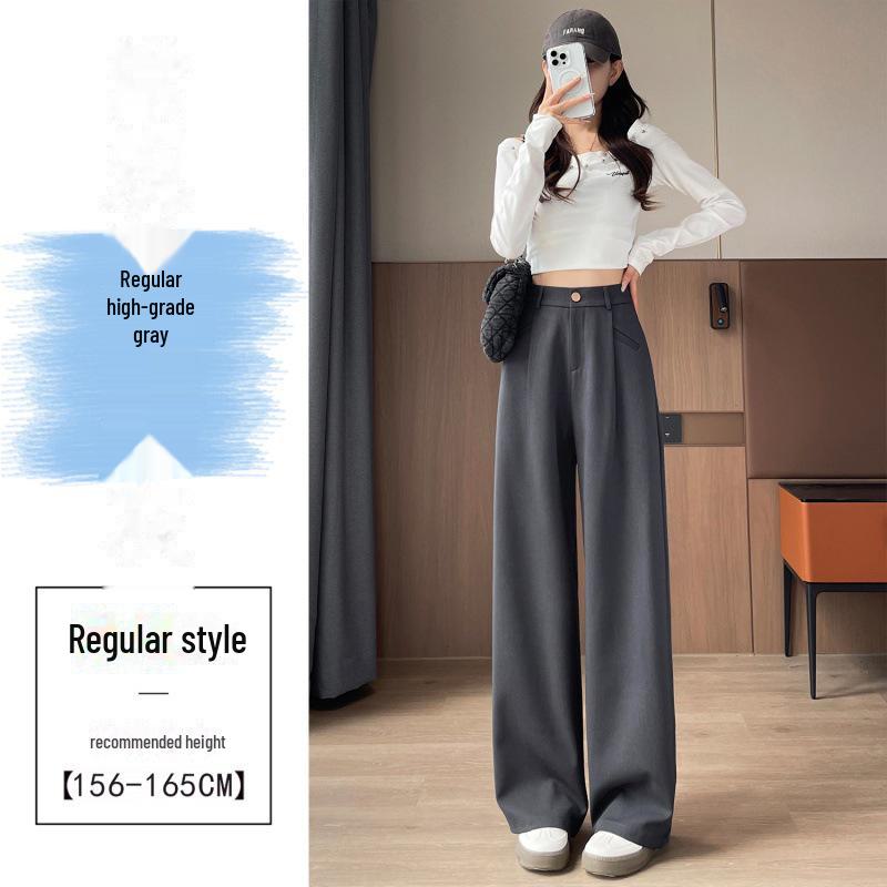 2024 Autumn Wide-Leg Angora Red High-Waist Casual Pants for Women