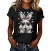Women's Casual Printed T-Shirt Round Neck Pullover Short Sleeve Top