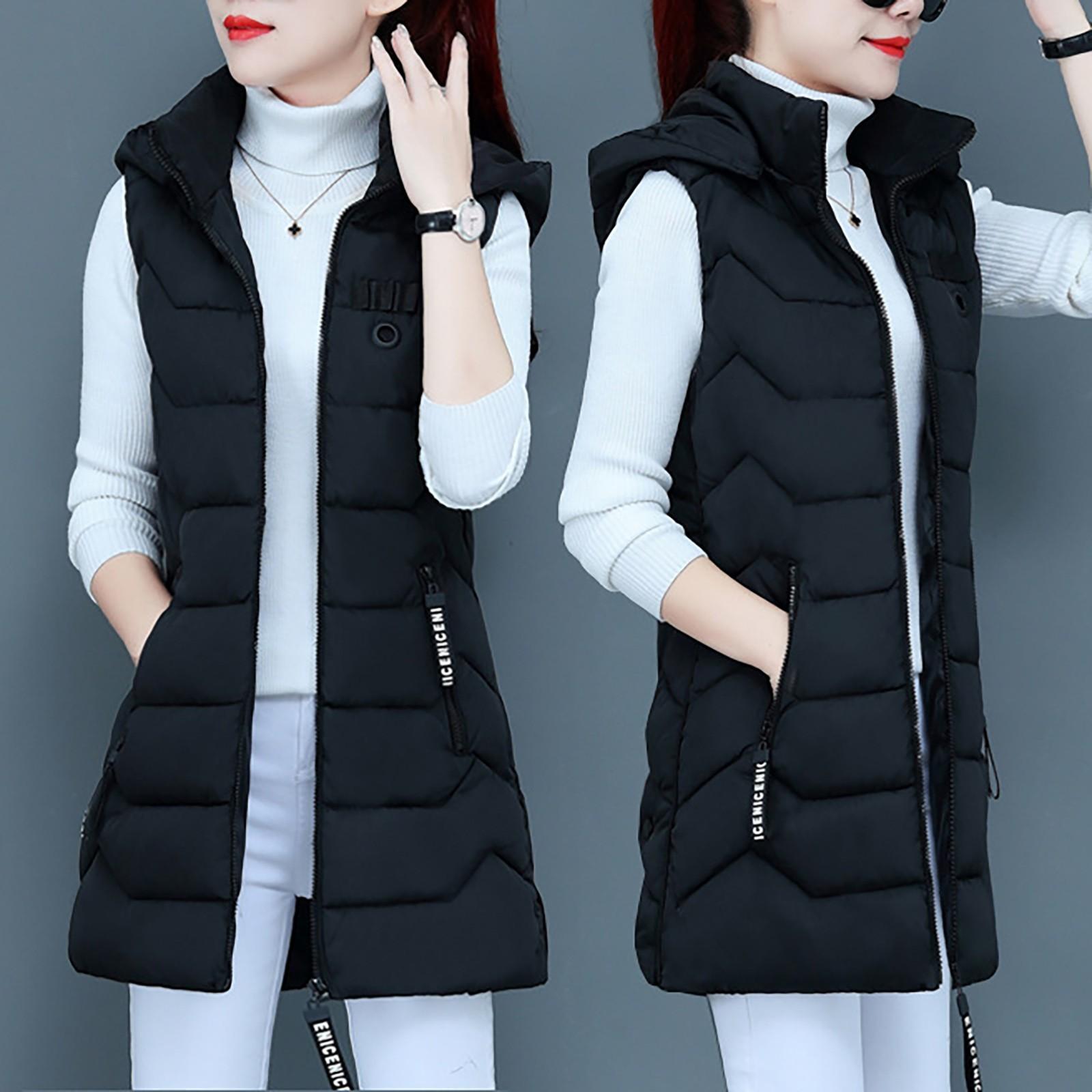 

Женская мода И зимний жилет И пуховик Топы XXXL чёрный