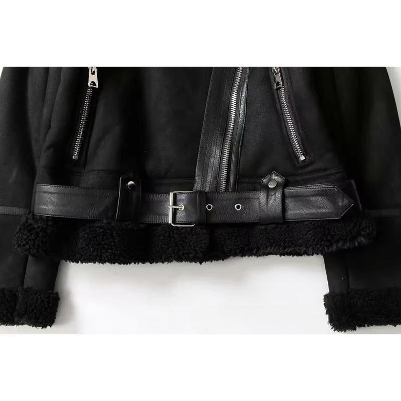 Autumn Winter Style Suede Suede Surface Fur Integrated Warm Jacket Locomotive Clothing Women