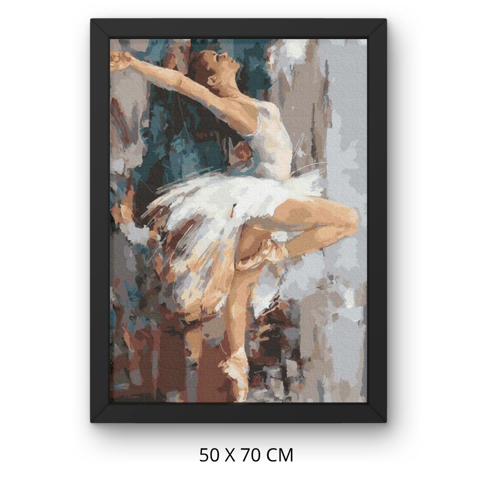 Obraz Do Malowania Po Numerach Z Ramą Baletnica W Bieli 50X70 Cm