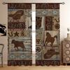 Retro Denim Horse Cowboy Vintage Style Farmhouse Boys Window Panel Curtains Blinds For Kids Bedroom Living Room Bathroom Kicthen Door Home 2P