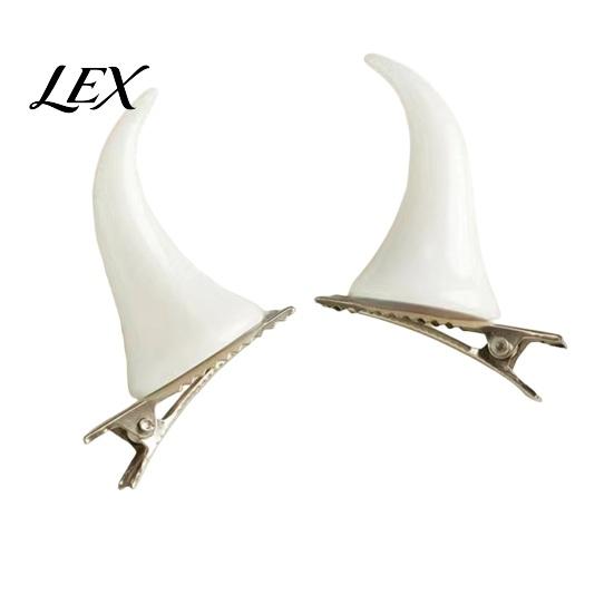 Cosplay Headwear for Women 2Pcs Halloween Evil Horn Hair Clips, Small Horror Demon Goth Ear Resin Clips Hairpins, Barrettes Accessories Adults