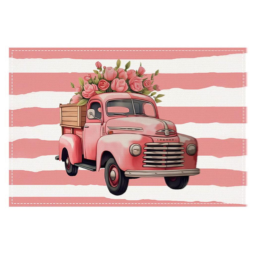 Neue Valentinstag Auto Essmatte Festival Party Tischdekoration Isolationsmatte Leinen Bedruckte Tischmatte Tassenmatte 1 Stück