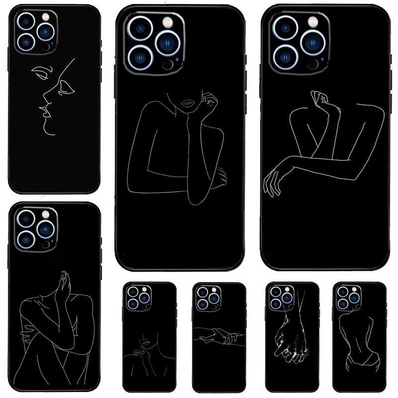 Abstract Line Art Black Case For OnePlus Nord N20 N30 CE 5 3 4 Lite OnePlus 15 13 12 11 10 Pro 10T 13T 13R 15R Cover