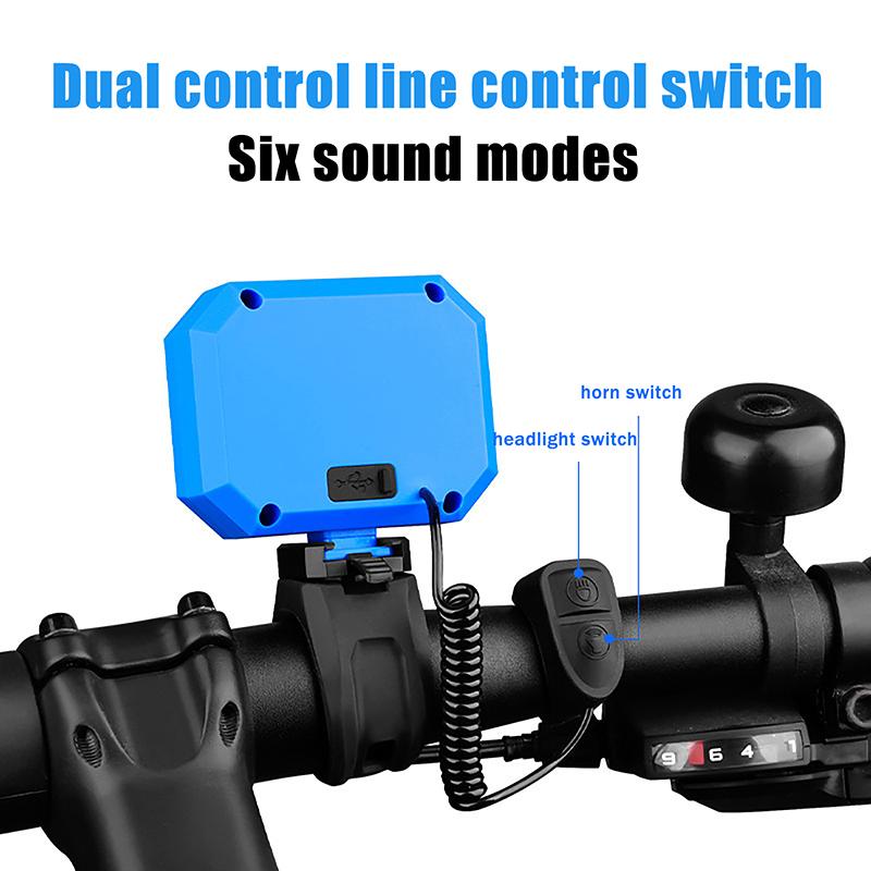 Bike Light Electronic Bell Mountain Bike Horn Type-C Rechargeable Cycling Warning Lamp Cycling Headlight For Night Safety Riding
