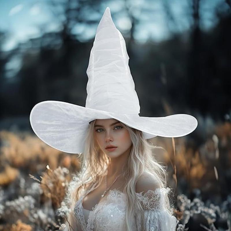 Elegant Witch Hat With Ruched Mesh Design For Halloween And Costume Parties Perfect For Women Cosplay Dressingup