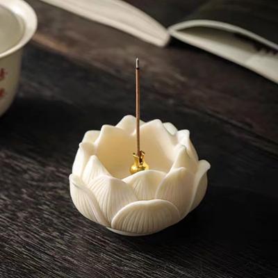 Ceramic Lotus Incense Burner Brass Gourd-shape Incense Holder Incense Stick Holder for Yoga Meditation Spa Home Decor