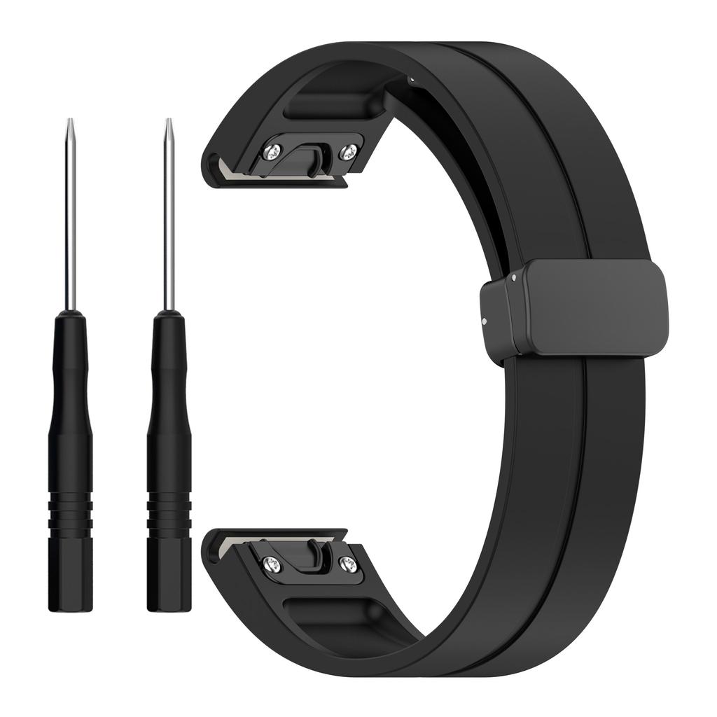 For Garmin Fenix 7/Forerunner 965/955/945/935 Silicone Band Black Buckle 22mm Watch Strap