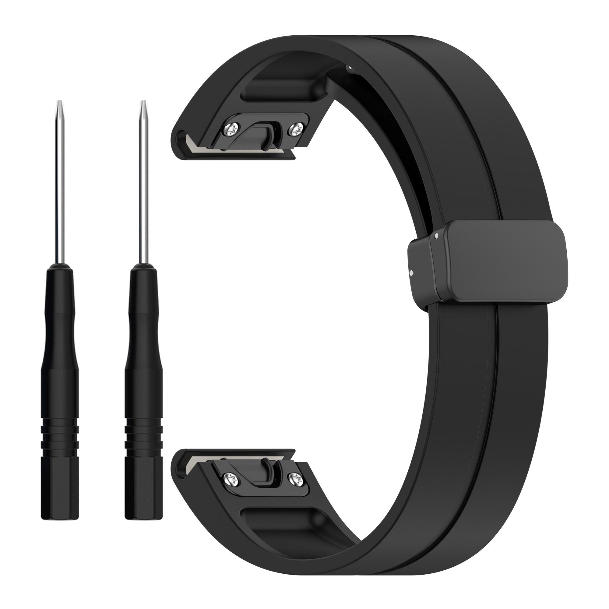 

Силиконовый ремешок для часов для Garmin Fenix 8 43мм/Forerunner 570 42мм/Fenix 7S/6S/5S, 20мм спортивный ремешок с магнитной застежкой и инструментами Black