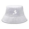Bucket Hat With White Witch Print , Men's Cap Candy Color Spring Solid Color Basin Hat