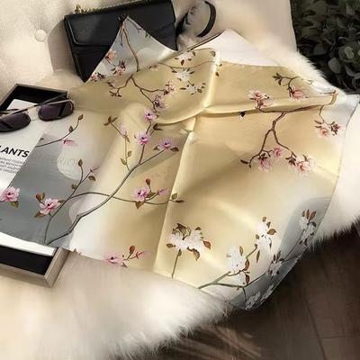 Nuovo foulard quadrato 100% seta naturale, moda femminile, pashmina da spiaggia, foulard floreale, scialli da donna, sciarpe da donna, foulard, sciarpa