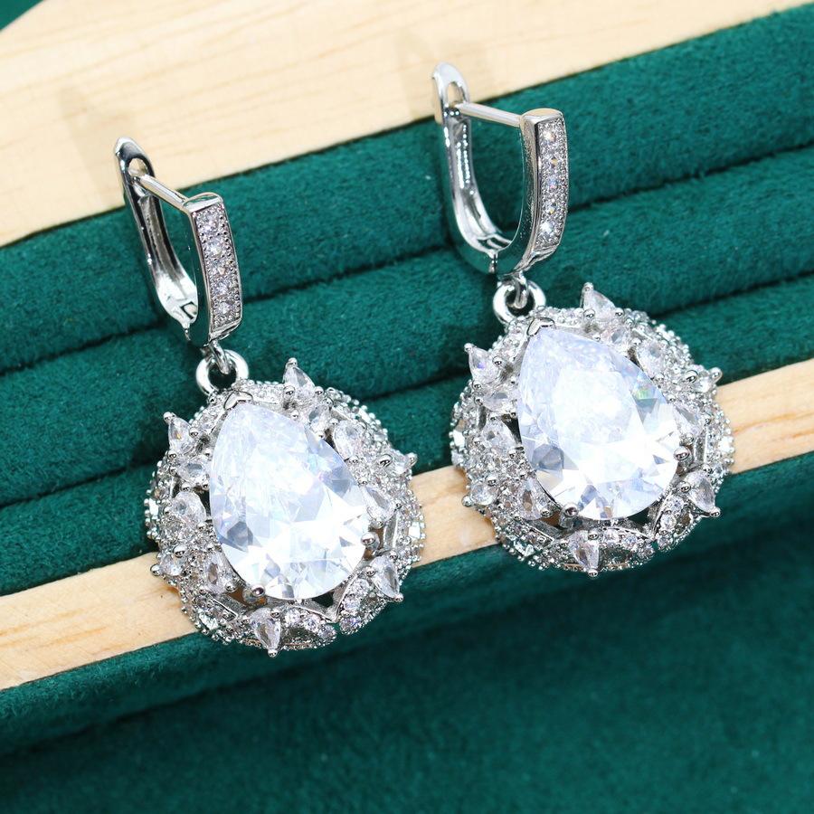 European and N Bride Wedding Jewelry Lady Luxury Rings Necklace Earrings Bracelet Set