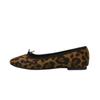 Fashion Leopard Flock Single Shoes Woman Bow-tied Shallow Loafers New Comfort Slip On Lazy Moccasins Leisure Round Toe Ballet Flat Shoes