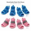 4Pcs Mesh Dog Shoes Non Slip Elastic Strap Cooling Pet Sandals Soft Sole Wear Resistant Boots for Summer Walking Use