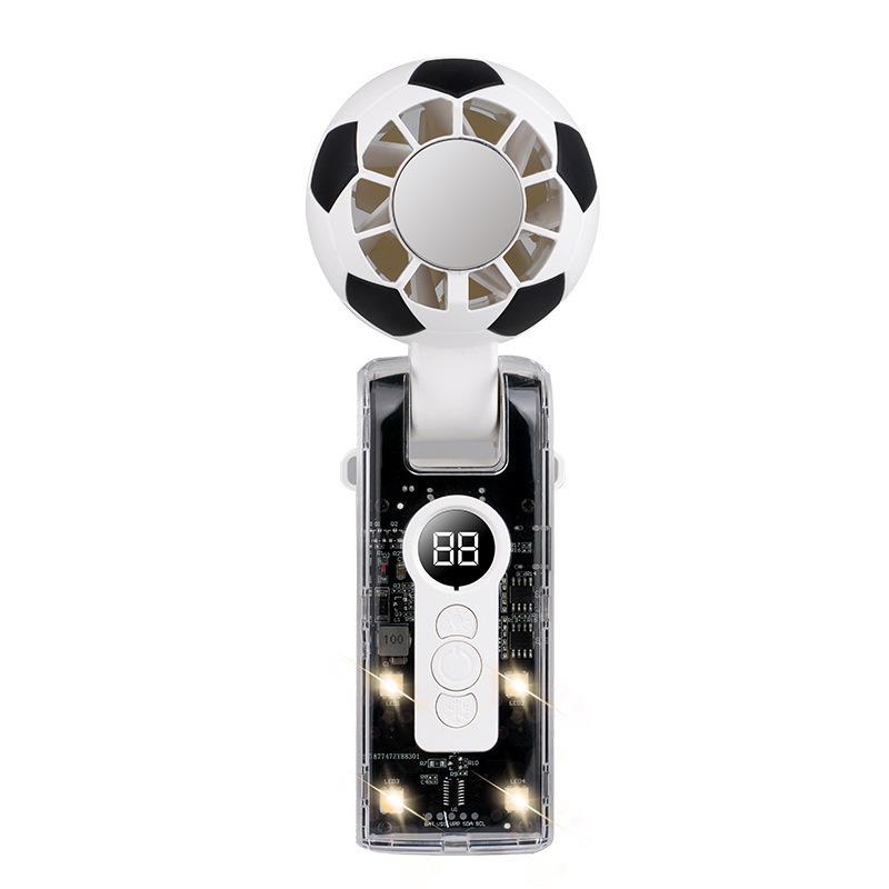 Foldable & Portable Mini Desktop/Handheld Fan with Ice Pack, Rechargeable Neck Hanging Fan - Football Design 65x59x177mm