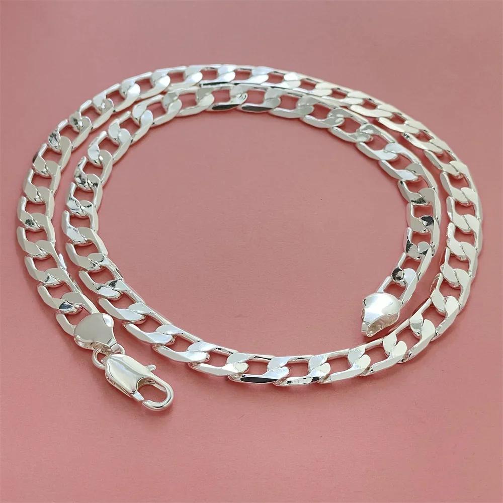 925 Sterling Silber Halskette, Unisex, Klassische Kette, Hochzeit, Jahrestag, Weihnachtsgeschenk 2MM-12mm 20cm-70cm