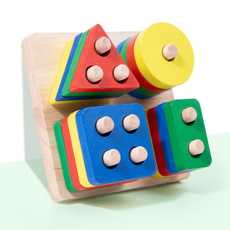 Монтессорі Геометричні Пірамідки - Розвиваюча Іграшка-Сортер для Дітей 0-3 Років, Будівельні Блоки для Інтелектуального Розвитку 1-річної Дитини.