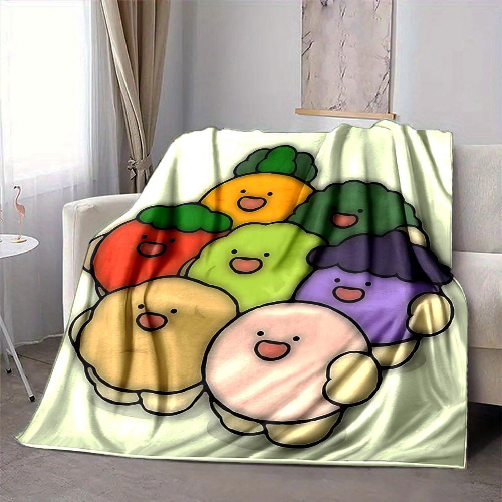 1pc Cute Vegetable Characters Blanket Warm, Cozy, And Soft, Suitable for Sofas, Beds, Cars, And Office Use.Perfect for Camping And Travel, Making It a