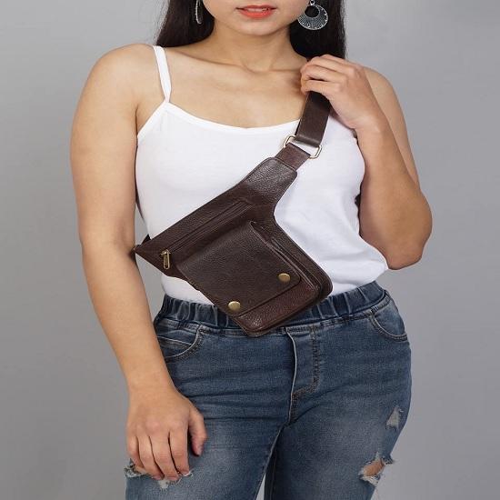 Noora Leather Handmade Blyana Utility Belt Waist Bag, Adjustable Strap