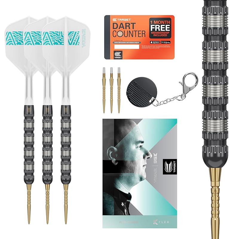 TARGET Darts Rob Cross 95K Steel Tip Swiss Point Darts, 95% Tungsten Darts with K Flex Flights, 21G | Voltage Darts, Player Edition Swiss Point K Flex
