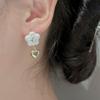 Simple And Sweet Oil Dripping Flower Love Light Luxury Temperament High-End Design Stud Earrings