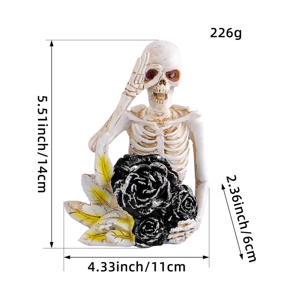 Halloween Cartoon Skull Figurine - Secret Room Haunted House Funny Atmosphere Skull Head Resin Decoration Item