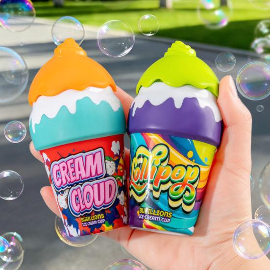Bubble Bottle Toys Mini Ice Cream Shape Portable Bubble Bottle Non-Spill Inverted Design Machine Blower Maker for Kids Outdoor Play Picnic Fun Party