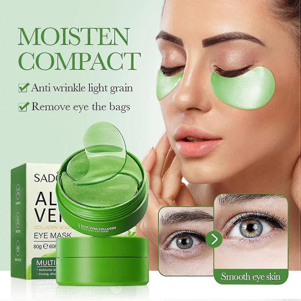 Augenpads Masken, 60 Stück Aloe Vera Augenpads, Natürliche Aloe Vera Kühlende Augenmasken Gegen Geschwollene Augen Kollagen Augenpads