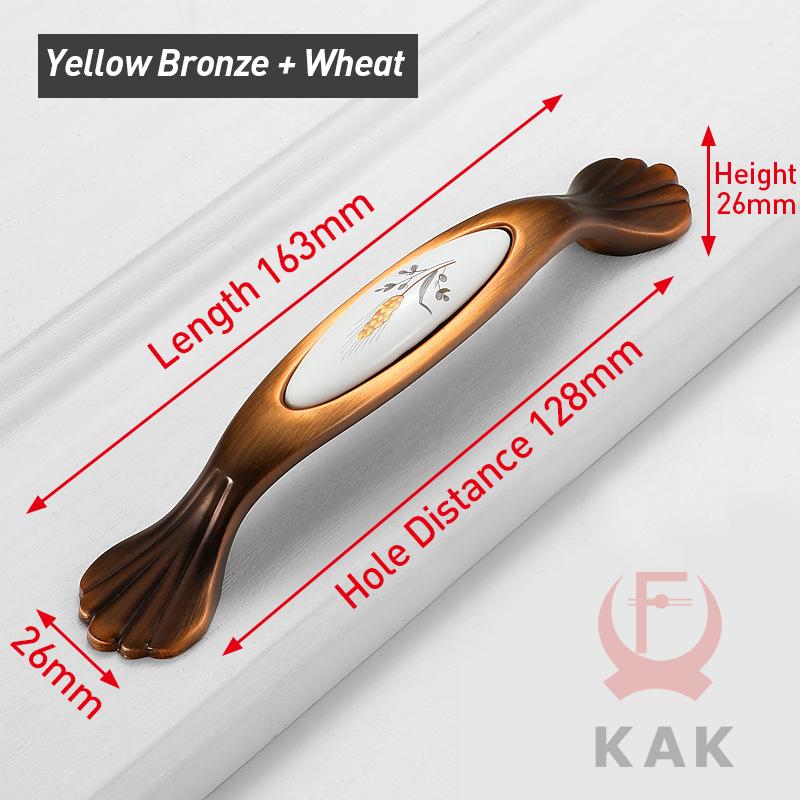 KAK Vintage Bronze Ceramic Cabinet Handles Wardrobes Door Pulls European Style Kitchen Handle Drawer Knobs Furniture Handle