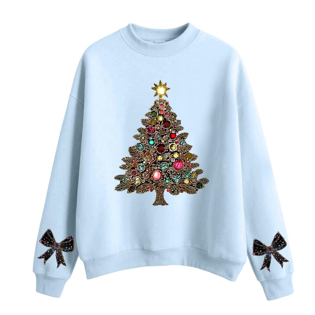 Women's Fashion Casual Round Neck Long Sleeve Christmas Printed Sweatshirt
