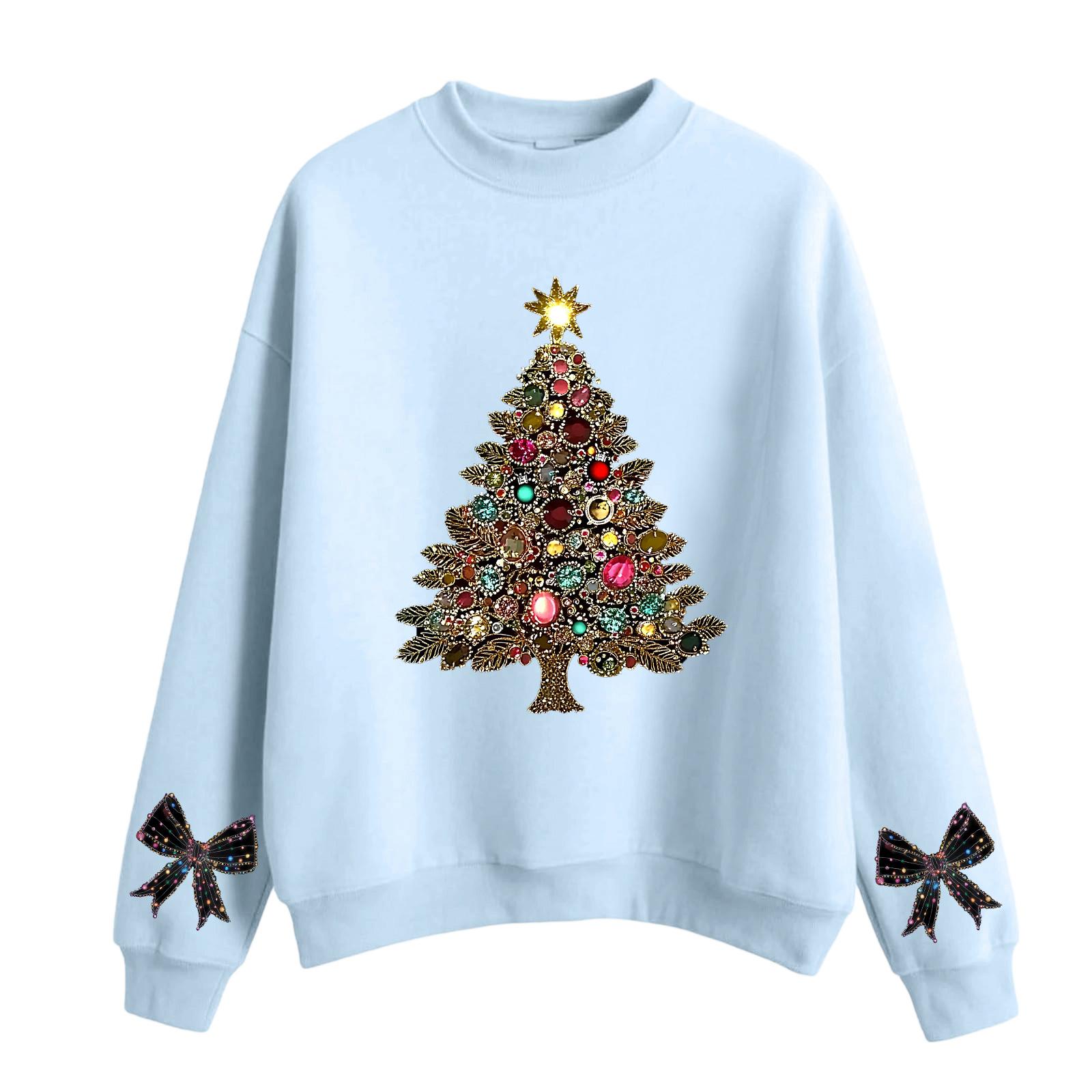 

Женский модный повседневный свитшот с круглым вырезом и длинными рукавами с рождественским принтом S