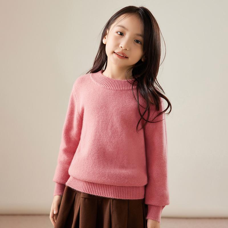 Children's Unisex Sweater Qinghe Cashmere 30% Cashmere 70% Wool Children's Autumn and Winter Wool Pullover Soft and Warm