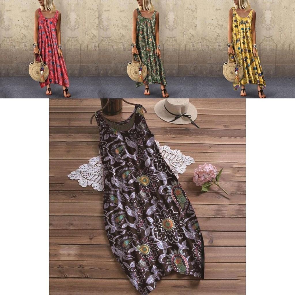 Elegante Kaftano Boho Lungo Senza Maniche Estivo da Donna per la Spiaggia