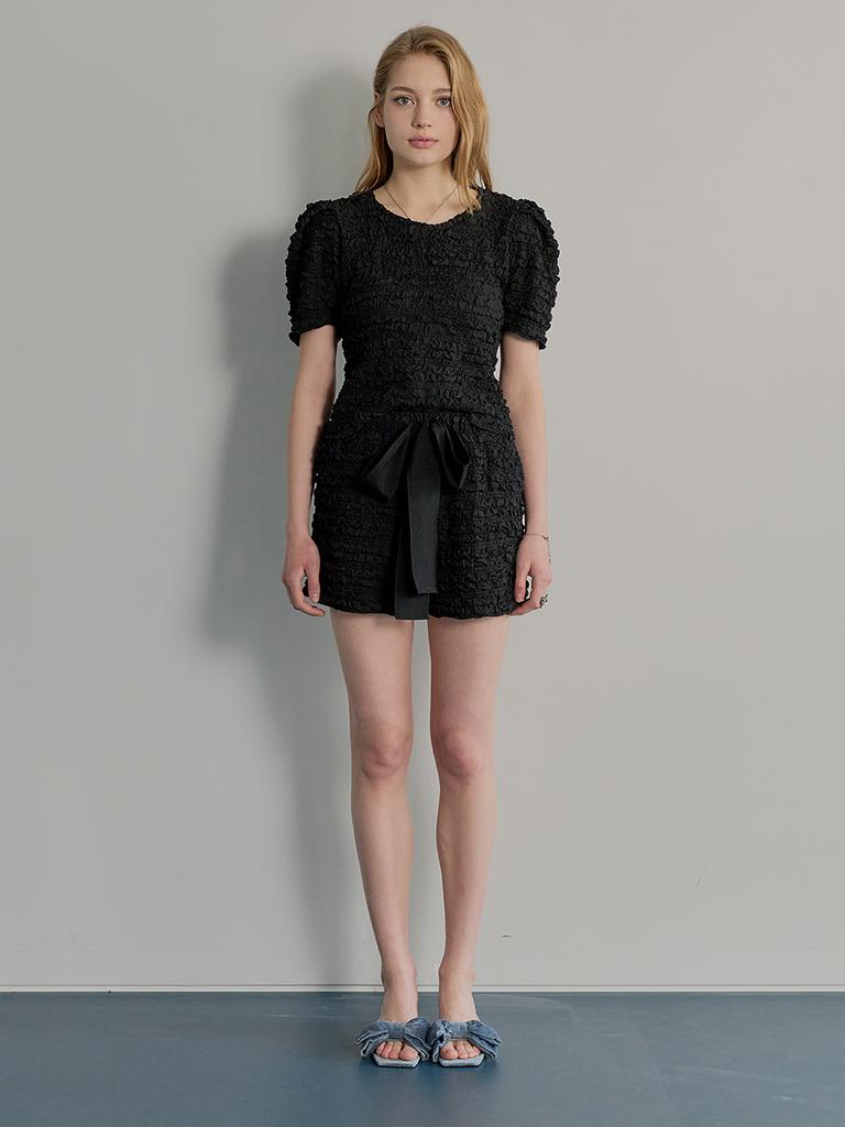 MUSE BY ROSE Clara Ribbon Shorts (Black)