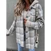 Collar, Loose Fit, Women's, Hooded Jacket, (detachable Hat) Checkered, Woolen Jacket