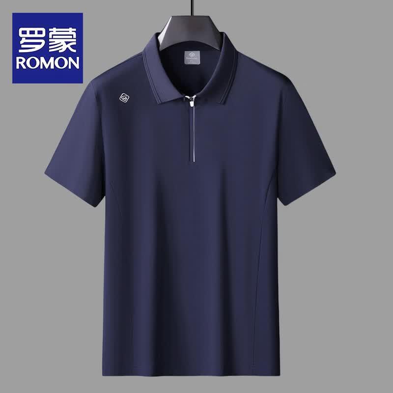 ROMON Men s Plus Size Half-Zip Quick-Dry Polo Shirt 3XL