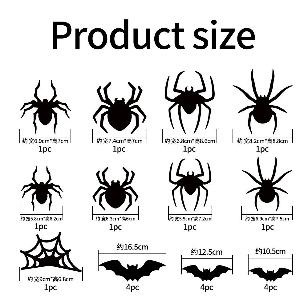 3D LED Bat Halloween Decorations for Home Spider Night Light Sticker for Garden Backyard Party Festive Party Supplies