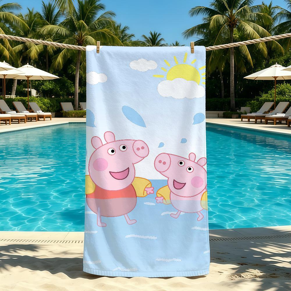 P-Peppa P-Pig Cartoon Towel For Outdoor Camping Beach Towel Super Absorbent Quick-Drying Summer Towel