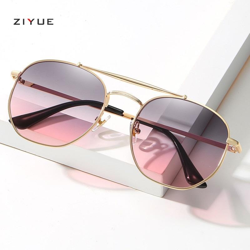 New metal double beam sunglasses, men's and women's sunglasses, European and American trend fashion sunglasses